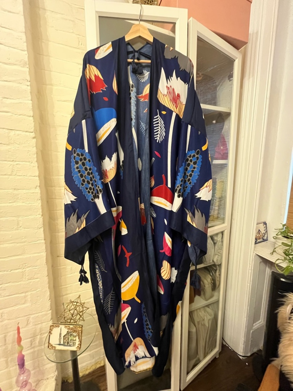 Navy Floral Kimono Robe